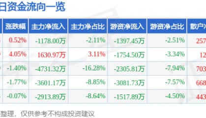 股票行情快报：九洲药业（603456）6月10日主力资金净卖出1178.00万元