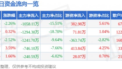 股票行情快报：国创高新（002377）2月11日主力资金净卖出1058.11万元