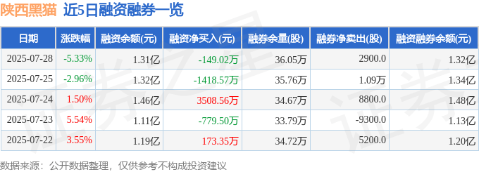 陕西黑猫（601015）7月28日主力资金净卖出3508.41万元